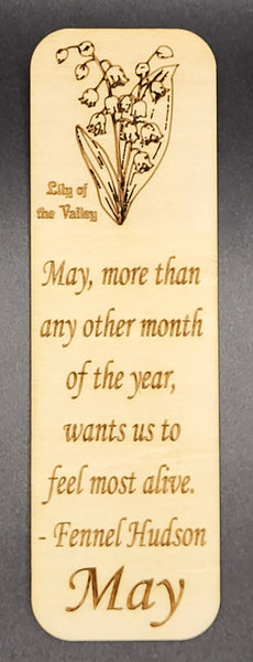 Birth Month Flowers wood bookmark