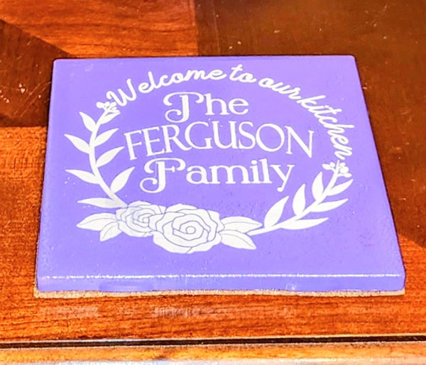 Personalized Tile Coasters--Set of 4 Family Coasters