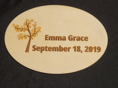 Indoor Plaque--Baby Name & Birthdate with Tree